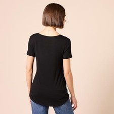 AMAZON ESSENTIALS WOMEN'S SCOOPNECK TUNIC TOP, 2 PACK, SIZE L - BLACK/DARK PINK