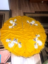 Rare 1970s Bucilla Angels Handmade Felt Yarn Sequin Christmas Tree Skirt 58" WOW