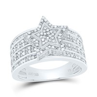 925 Sterlingsilber Original Diamant Klaster 3D Star Halo Cocktail Ring 1/2 Ct