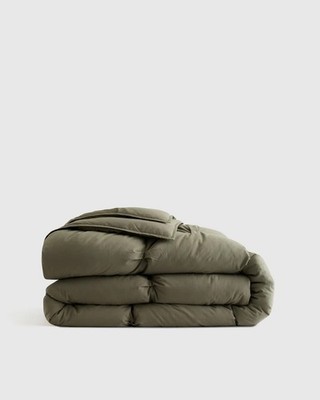 NWT Quince Organic Cotton Pintuck Comforter King Cal King Dusty Olive NWT