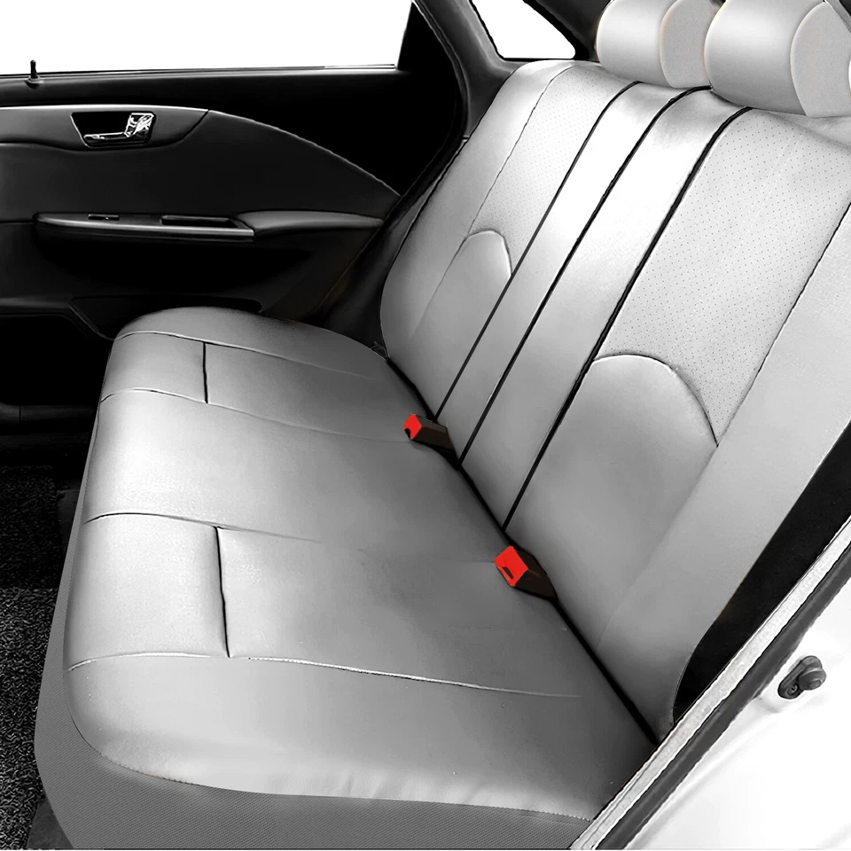 Juego completo de funda de asiento de coche de cuero impermeable cojín universal para sedán SUV camión Foto 4 de 4