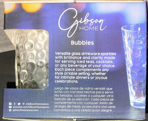 Gibson Home Juego de 4 vasos de vidrio con patrón de burbujas de 16 oz vasos de té helado nuevo en caja - Imagen 2 de 5