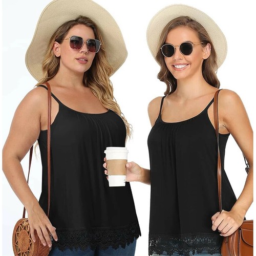 Women's Tank Tops with Built in Padded Bra Adjustable Strap Camisole Fitted Vest - Picture 5 of 18