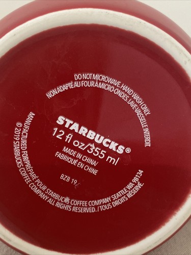 Starbucks Holiday Christmas Red Hand Warmer Ceramic Mug 12 oz 2019 - Picture 6 of 6