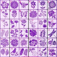 Flora Fauna leaf bird flowers Stencil for tile and crafts 4.5" x 4.5"  Z42 