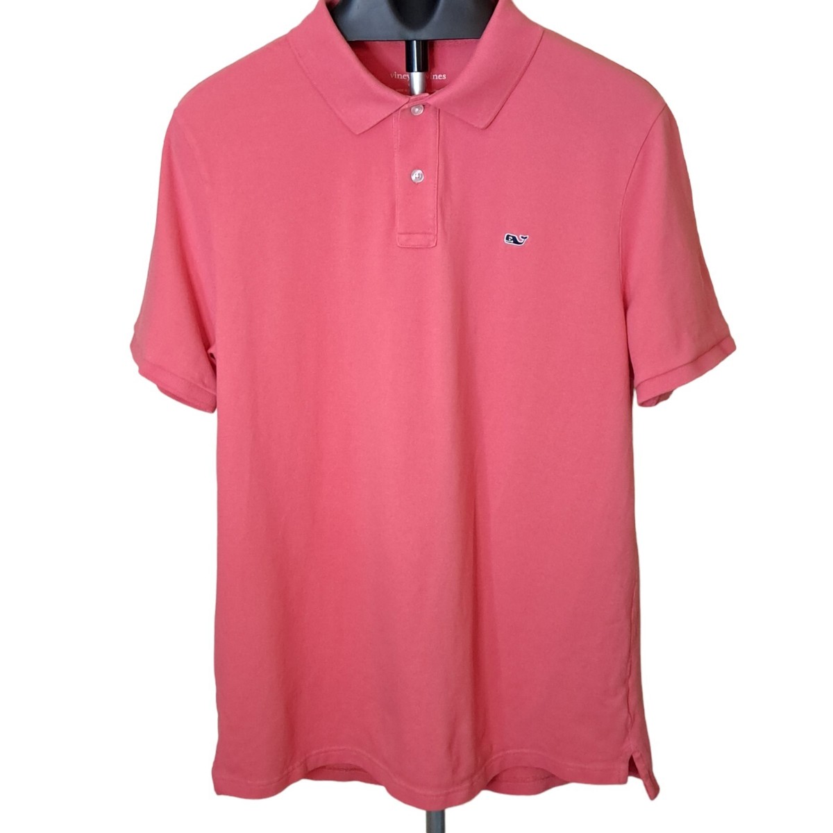 Vineyard Vines Polo Shirt Men's Large Short Sleeve Pink Whale Logo