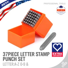 37 pc 1/8" Steel Metal Punch Letter & Number Stamp Stamping Kit Set With Case