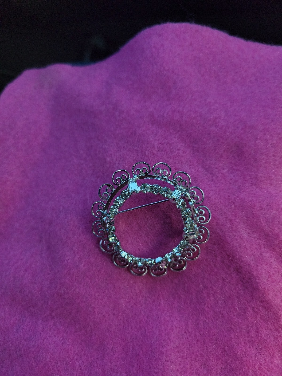 Sterling Silver White Rhinestone Brooch Pin eBay