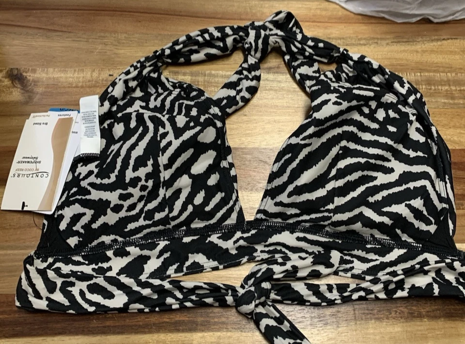 Top de bikini Coco Reef talla 12 contornos Athena drapeado negro NUEVO Foto 3 de 4