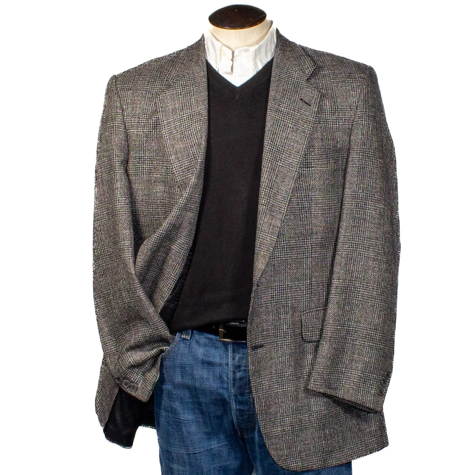 Винтажный Kingsridge Sport пальто мужской размер 40R (est.) 100% шерсть Glen чек клетку США - Изображение 4 из 4