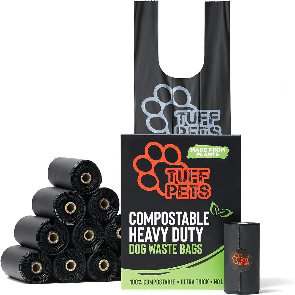 Dog Poo Bags | Tuff Pets Strong Plant Based 100% Compostable Poop Bags w/Handles