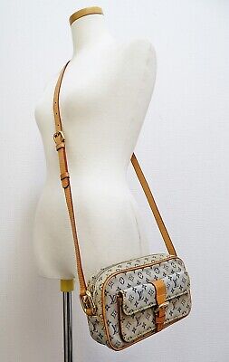 Authentic LOUIS VUITTON Juliette MM Blue Monogram Mini Lin Authentic LOUIS VUITTON Juliette MM Blue Monogram Mini Lin