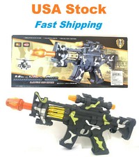 Light Up Combat Machine Gun Toy, Battery Operated with Military Sound, 15''