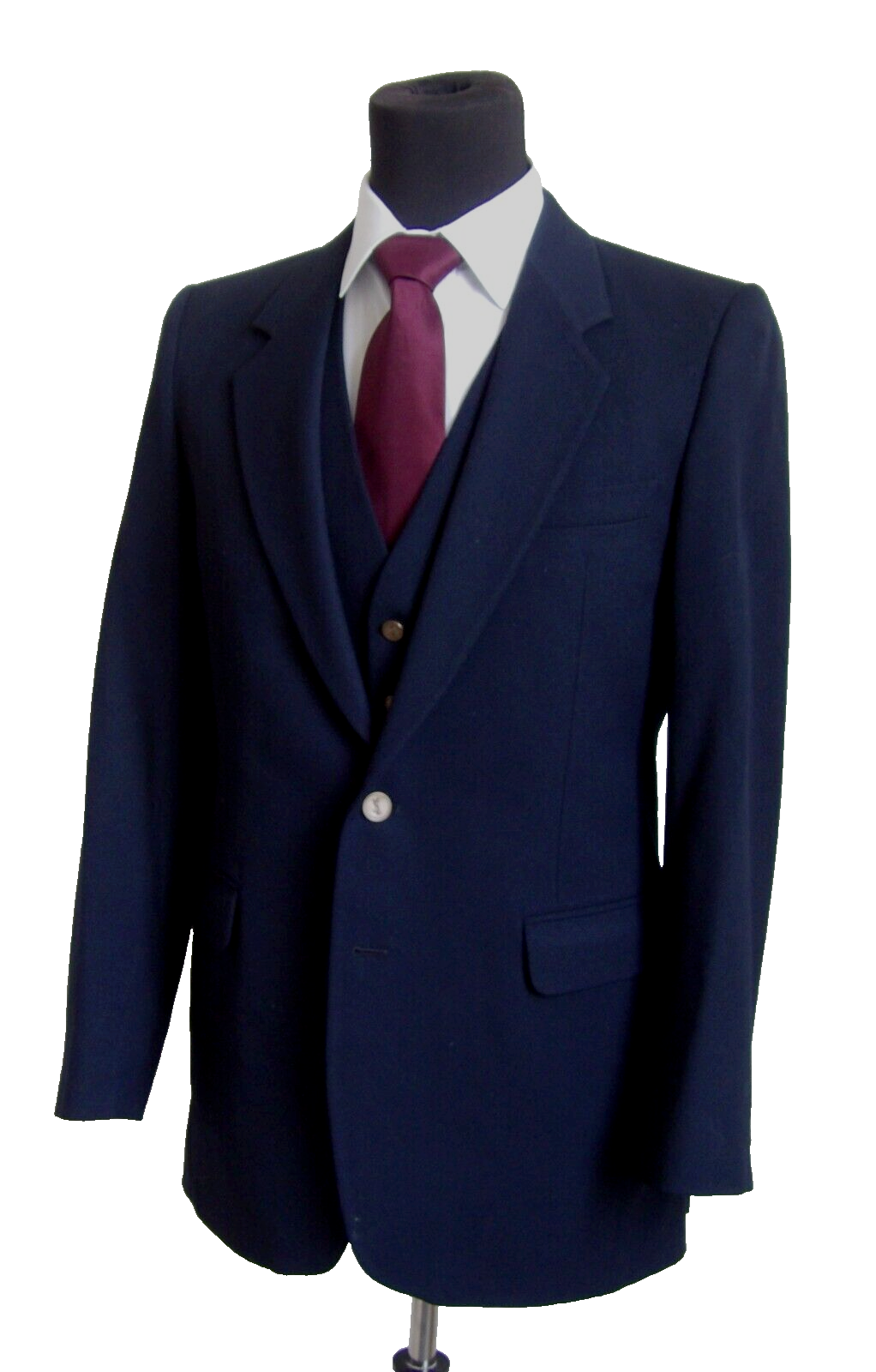 Tuta Yves Saint Laurent vera vintage 3 pezzi 2 bottoni sfiato laterale blu navy ~40R