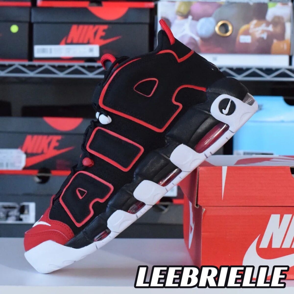 Nike Air More Uptempo '96 Shoes Red Toe Black University Red Nike Air More Uptempo '96 Shoes Red Toe Black University Red