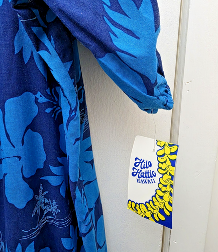 Hilo Hattie Dress Muumuu Womens Floral Blue XL VINTAGE W/TAGS 1980's - Picture 4 of 11