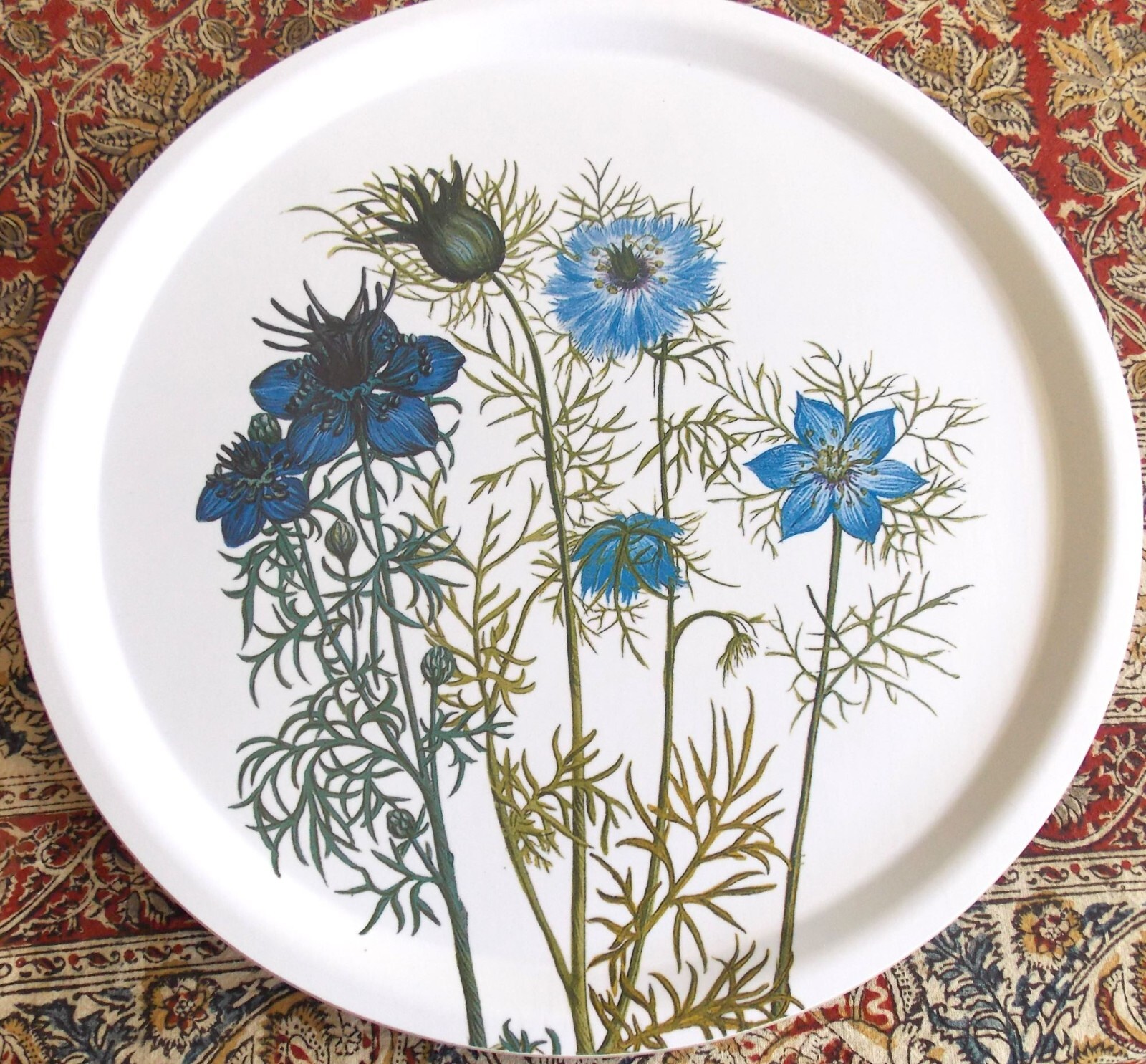Plateau rond en écorce de bouleau compressée Les Bleuets beige de 30 cm