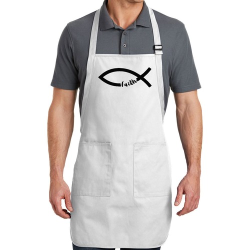 Ichthys Ichthus Faith Jesus Fish Symbol Christian Religion gift Apron Adjustable - Picture 2 of 2