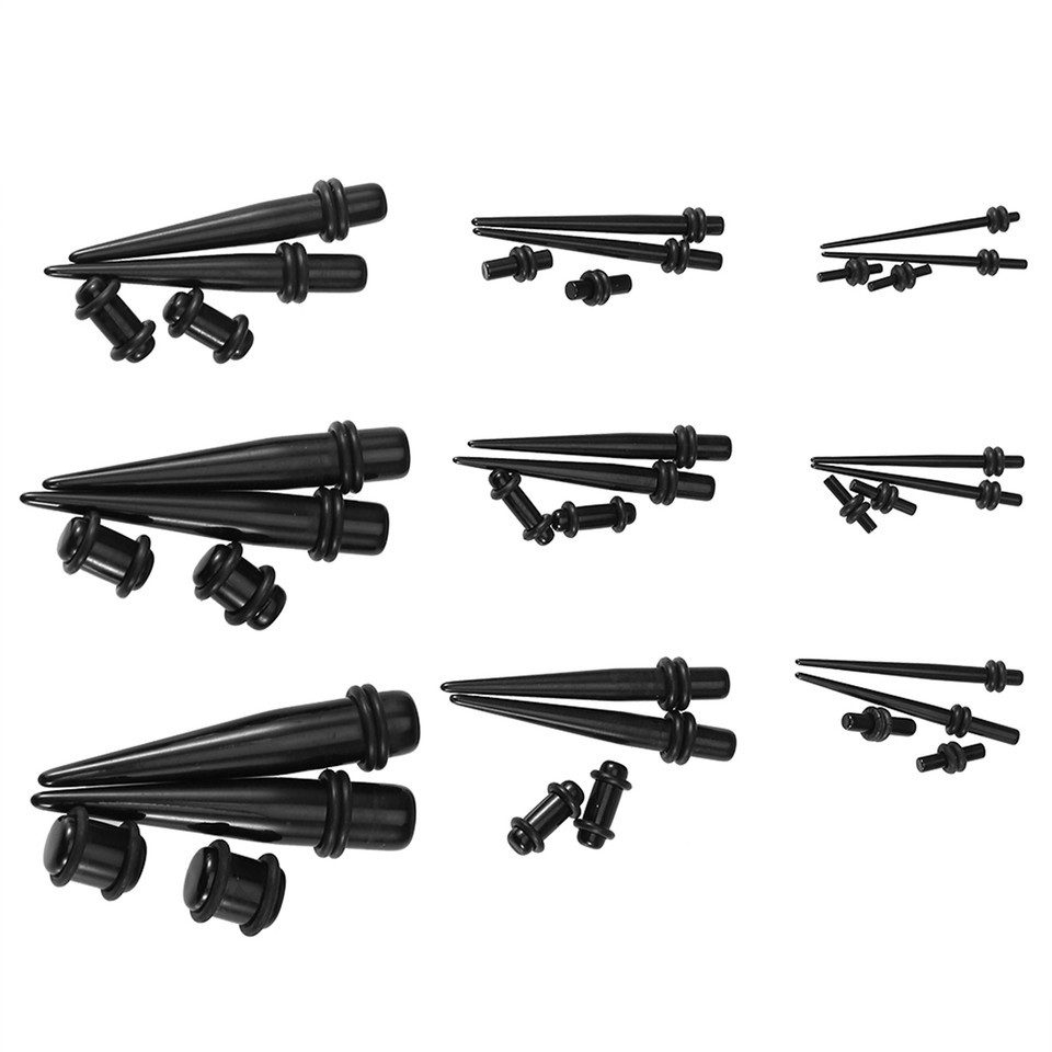 8 Pairs 36pcs Acrylic Tapers & Flesh Tunnels Ear Gauges Kit For Ear