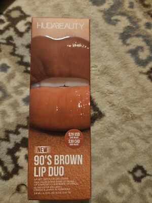 Huda Beauty 90 s Brown Lip Duo Faux Filler Glassy Clear + Lip Pencil Warm Brown