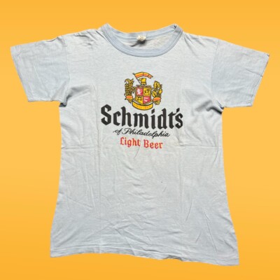 Vintage Schmidts Beer T Shirt 1970s Men s Large Baby Blue Vtg 70s Beer