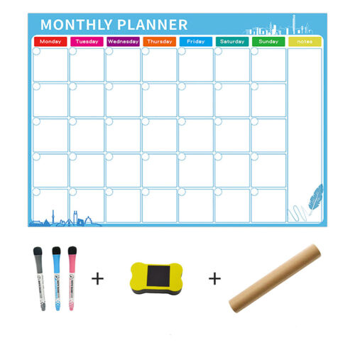 Monthly Planner Magnetic Whiteboard Fridge Calendar with 3 markers & an Eraser - Picture 4 of 11