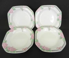 4 Graf Von Henneberg 1777 HEP104 Rimmed Soup Bowls Pink Hydrangea 8" T40