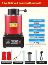 220V and 2KG Capacity Gold Electric Melting Furnaces with 1pc Graphite Crucible
