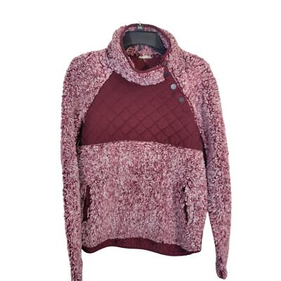 Fleece Pullover Plus Size Button Pullover Sweatshirt ODDI Burgundy