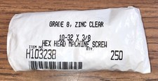 QTY 250 HEX HEAD MACHINE SCREWS 10-32 X 3/8” GRADE 8 ZINC CLEAR MADE IN USA