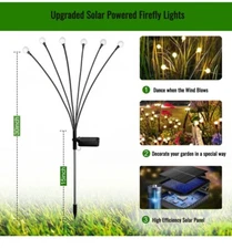 Solar Garden Lights,Firefly Lights 4Pack 6 Leds Solar Powered Swaying Outdoor 