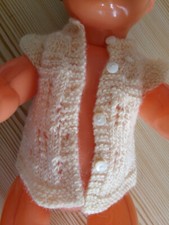 gilet poupon baigneur ancien 1950, tricoté main pour un 40cm