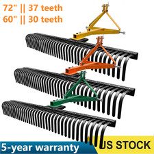 60"/72" 3 Point Landscape Rock Rake Category 1/2 Tractor Attachment Soil Gravel