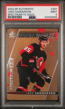 Jake Sanderson 2022 SP Authentic Spectrum FX Future Watch Gold PSA 9 */50