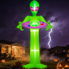 10FT Tall Halloween Inflatable Alien with UFO Outdoor Decoration