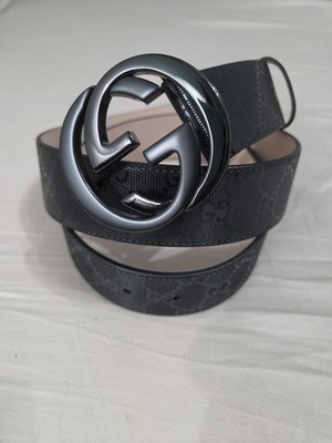 Authentic GUCCI Black Imprime GG Belt Size 32-34 IT 95cm
