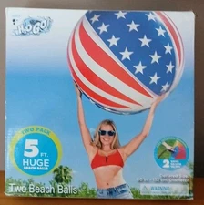 New H2O Go Jumbo 5 Foot Huge 60" Inflatable Beach Balls Set of 2 Balls 5 Feet