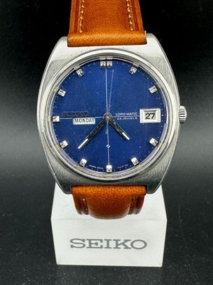 1968 Seiko LordMatic Mens Automatic Blue Day Date Eng/Kanji 34mm Watch 5606-7050