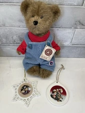 BOYDS BEARS PLUSH ERIC BURRBRUIN Snow Pants Overalls 10" TJ'S BEST & 2 Ornaments