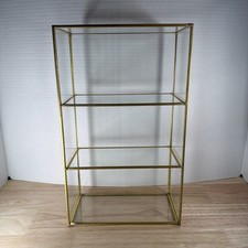 Specchio vintage ottone vetro Curio vetrina mensole montaggio a parete tavolo 13,25"