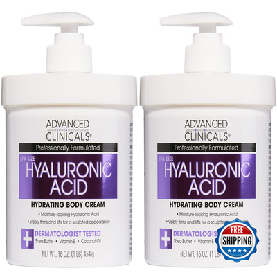 Advanced Clinicals Hyaluronic Acid Moisturizer Body Cream Vitamin E Hydrating