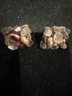 Vintage Double Strand Pink Purple & Clear Beaded Necklace with Pierced Earrings — photo 8