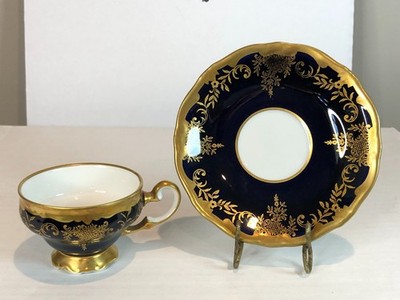 Echt Weimar Kobalt Porcelain Gold Cobalt Blue Katharina Demitasse Cup & Saucer