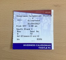 INVERNESS CT VS KILMARNOCK 2017 SCOTTISH PREMIERSHIP FOOTBALL TICKET STUB
