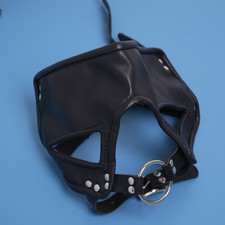 Bondage PU Leather Head Harness Mouth Gag Half Face Mask Ring Restraint BDSM