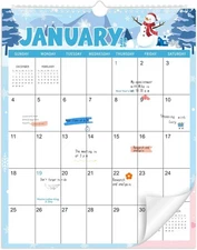 Wall Calendar 2026-2027, 18 Month from January 37 x 29.5cm, Blue 