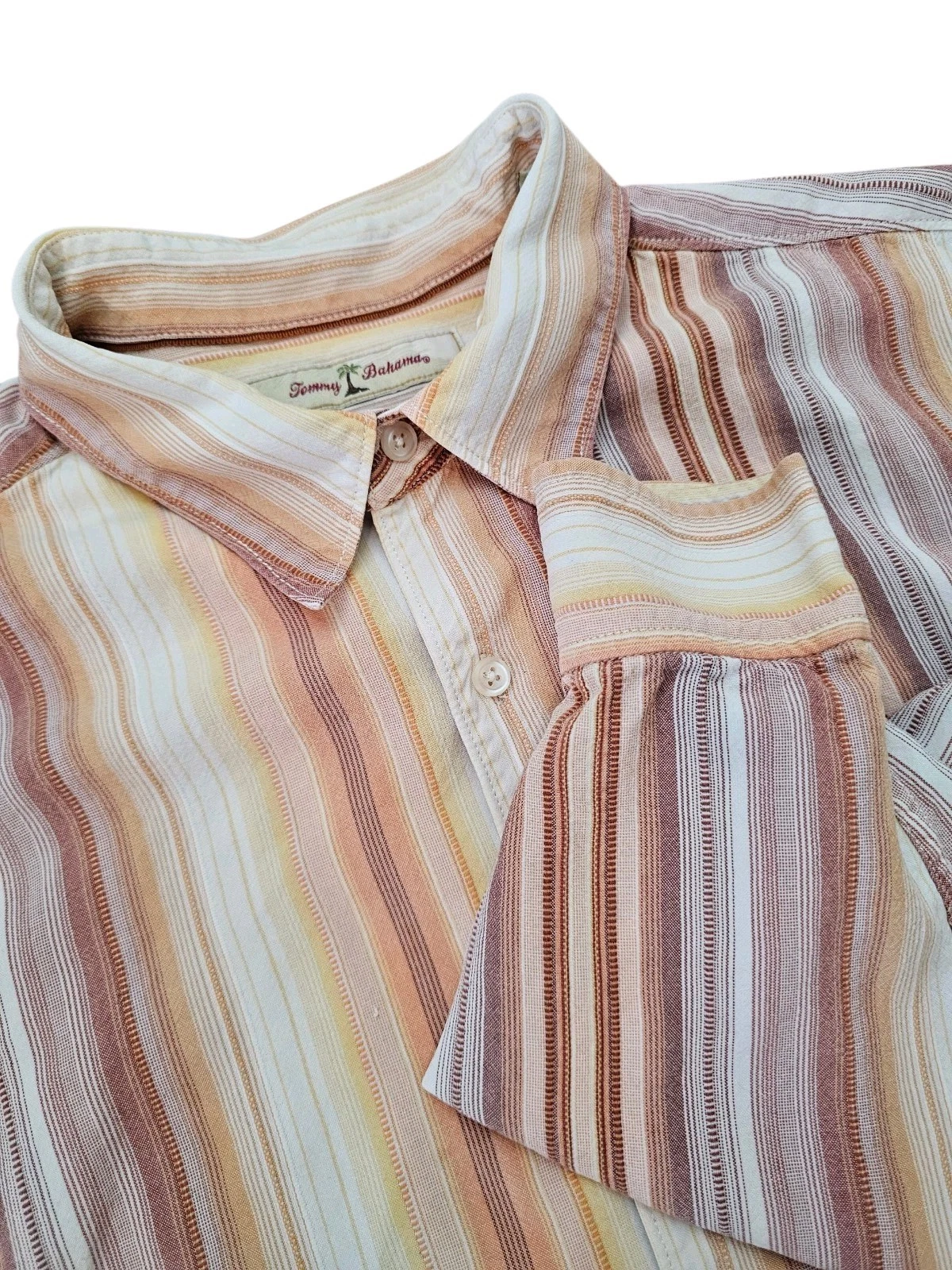 Tommy Bahama Men's Button Down Long Sleeve Shirt Size Large Multicolor Stripes