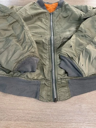 Vintage 80s Alpha Industries MA-1 Flight Bomber Jacket XXX-Large Olive Green USA image 3