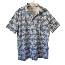 Izod Saltwater XLT Sun Shield Polo Quick Dry UPF-30 Blue Palm Trees Golf