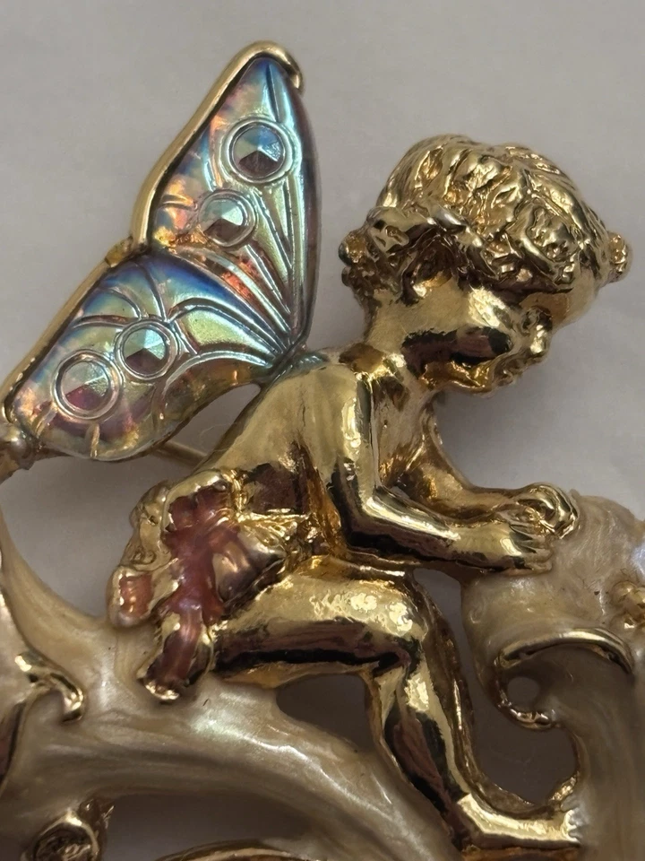 KIRKS FOLLY Signed Goldtone & Enamel Brooch Pin "MOONFLOWER FAIRY" - Image 3 of 4